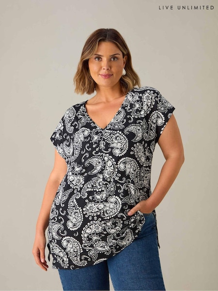 Schwarz - Live Unlimited Curve Mono Paisley Tunic (E66142) | 38 €