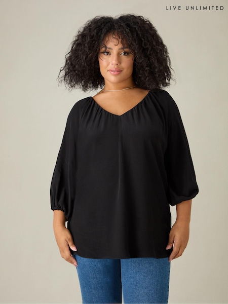 Live Unlimited Black Chrome Gathered Top (E66155) | € 34