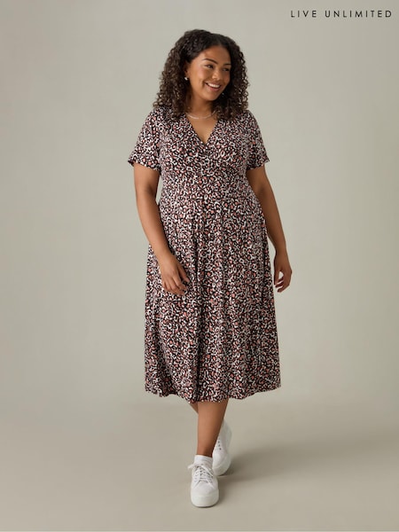 Rot - Live Unlimited Curve Abstract Wrap Midi Dress (E66157) | 46 €