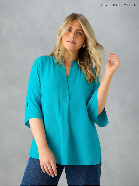 Live Unlimited Blue Curve Nehru Collar Top (E66174) | €46