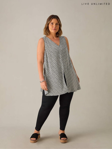 Live Unlimited Black Curve Chevron Stripe Split Front Tunic (E66179) | €34