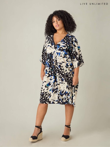Live Unlimited Curve Butterfly Print V-Neck Dress (E66181) | 61 €