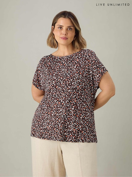 Live Unlimited Curve Leopard Jersey T-Shirt (E66187) | 188 LEI