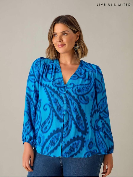 Live Unlimited Curve Paisley V-Neck Button Blouse (E66188) | €45