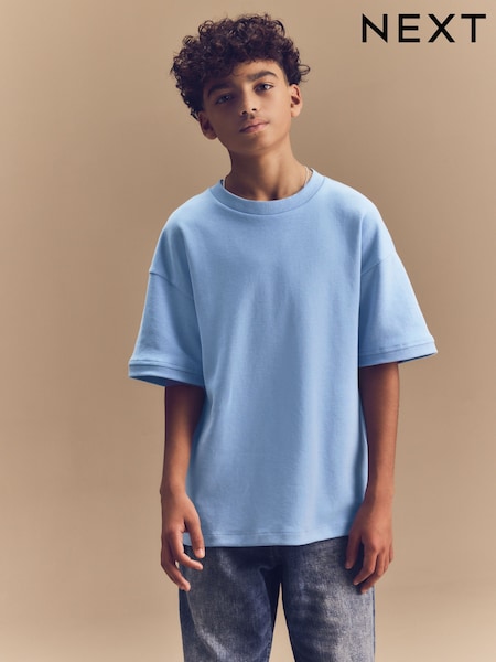 Light Blue Relaxed Fit Heavyweight T-Shirt (3-16yrs) (E66275) | €7 - €14