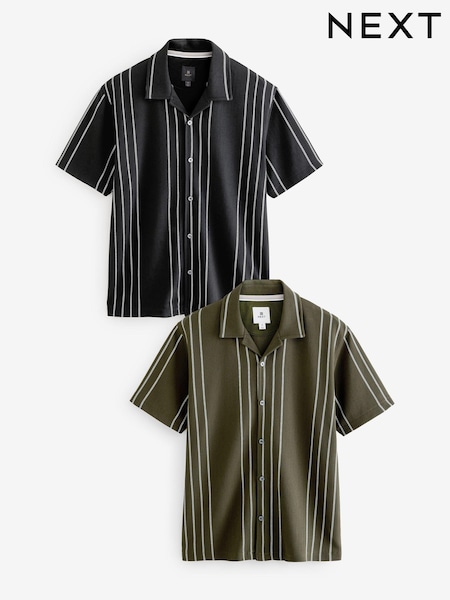 Черный/зеленый - Textured Jersey Short Sleeve Shirts 2 Pack (E66304) | €12