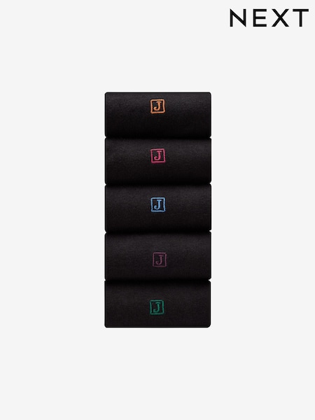 Начальный - Black Embroidered Lasting Fresh Socks 5 Pack (E66346) | €14