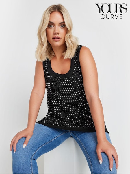 Yours Curve Black Studded Vest (E66352) | €35
