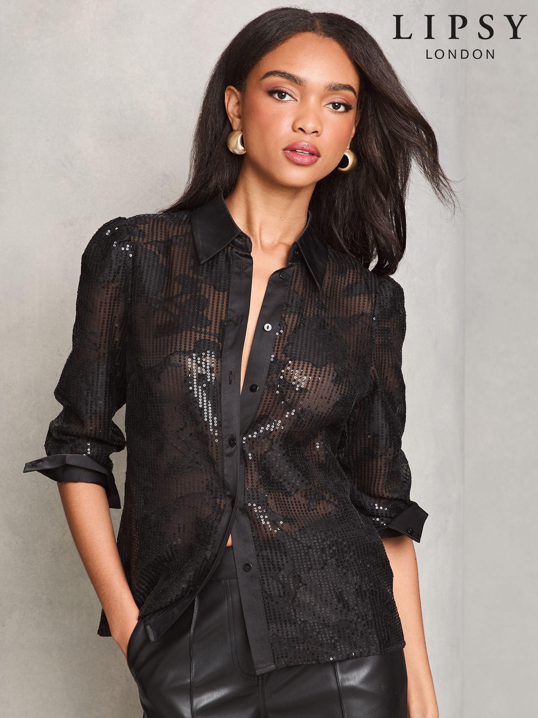 Womens black button up collared shirt best sale