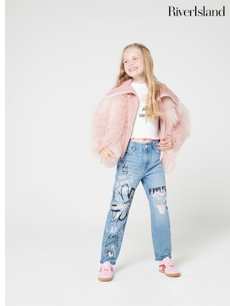 River Island Girls Rose Print 100% Cotton T-Shirt (E66402) | €22