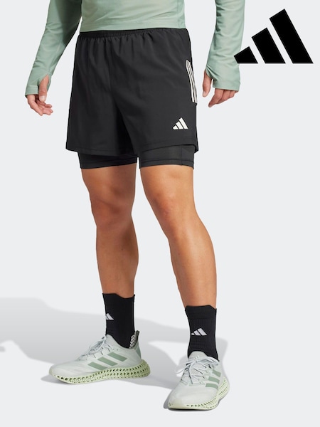 adidas Black Own the Run CLIMACOOL 2-in-1 Shorts (E66416) | R$ 345