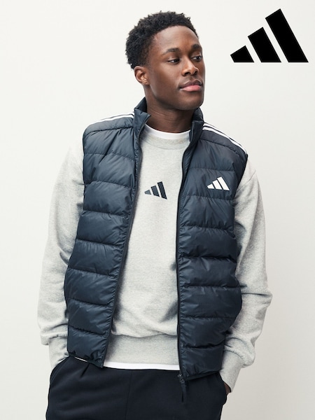 adidas Black Essentials 3-Stripes Light Down Vest (E66424) | 396 QAR
