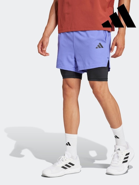 adidas Blue Gym+ 2-in-1 Shorts (E66432) | R$ 395