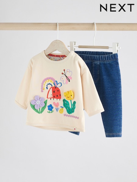 Cream/Blue Character Baby Long Sleeve Top and Leggings Set (E66460) | EGP840 - EGP960