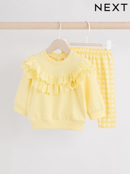 Yellow Gingham Baby Sweat Top & Leggings Set (E66473) | €18 - €21