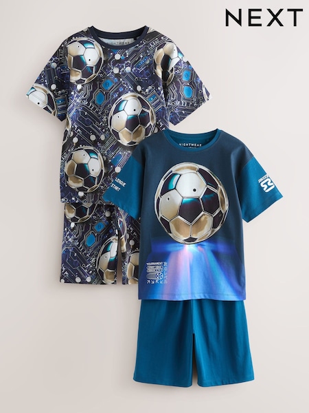 Sininen jalkapallo - 100% Cotton Short Pyjamas 2 Pack (3-14yrs) (E66490) | €31 - €41