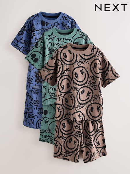 Monipuolinen graffiti - 100% Cotton Short Pyjamas 3 Pack (4-16yrs) (E66491) | €39 - €50