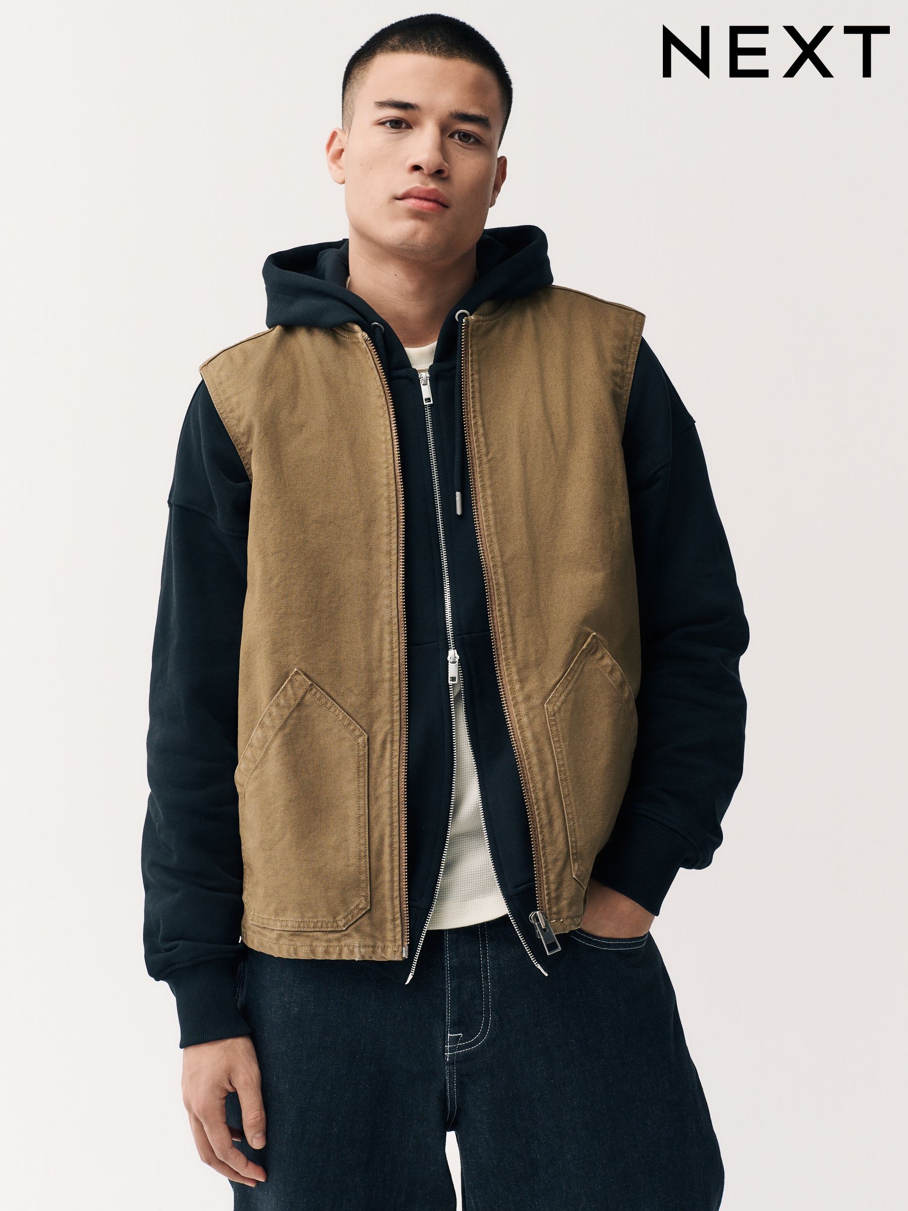 Buy Men's Coats and Jackets Brown Zip Through Online | Next USA