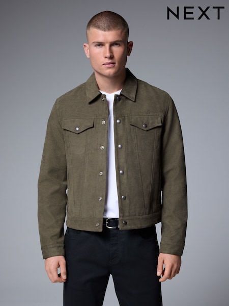 Khaki Green Faux Suede Western Jacket (E66516) | €74