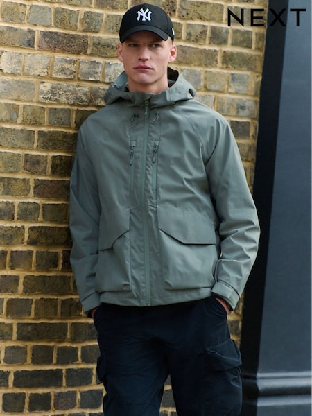 Sage Green Shower Resistant Hooded Anorak (E66521) | €75