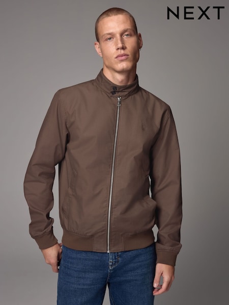 Rust Brown Shower Resistant Check Lining Harrington Jacket (E66523) | €62