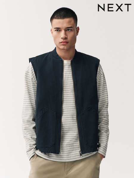 Noir - Canvas Worker Gilet (E66526) | € 44