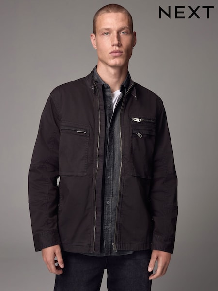 Black Zip Through Funnel Jacket (E66535) | €80
