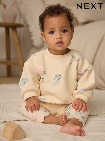 Beyaz/Çamgöbeği Çiçekli  - Sweater And Leggings Set (E66550) | ₺444 - ₺ 518