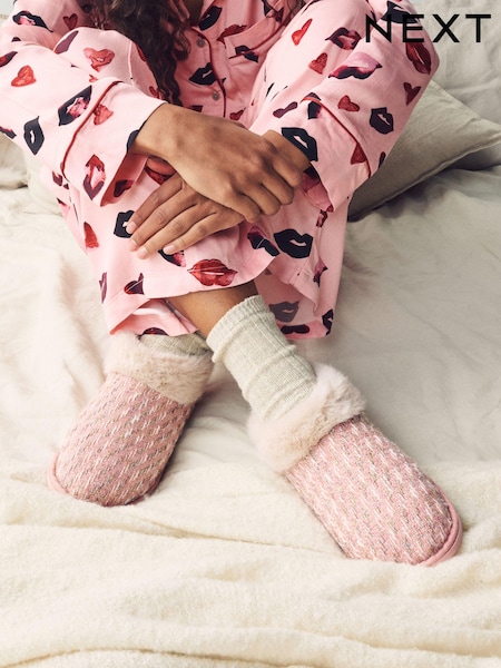 Roz - Tweed Boot Slippers with Faux Fur Lining (E66576) | 89 LEI