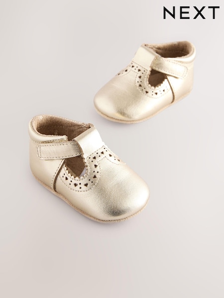 Guld - Leather Baby T-bar Shoes (0-24mths) (E66632) | DKK130