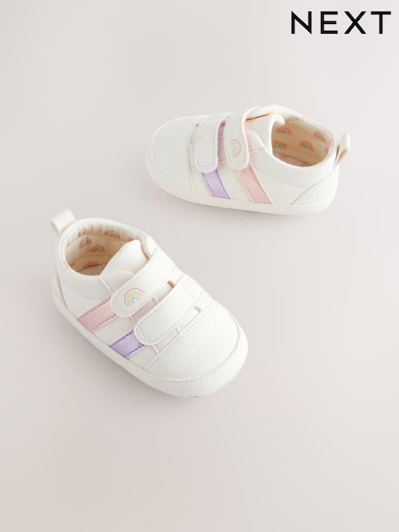 White Rainbow Touch Fasten Baby Trainers (0-24mths) (E66634) | €11