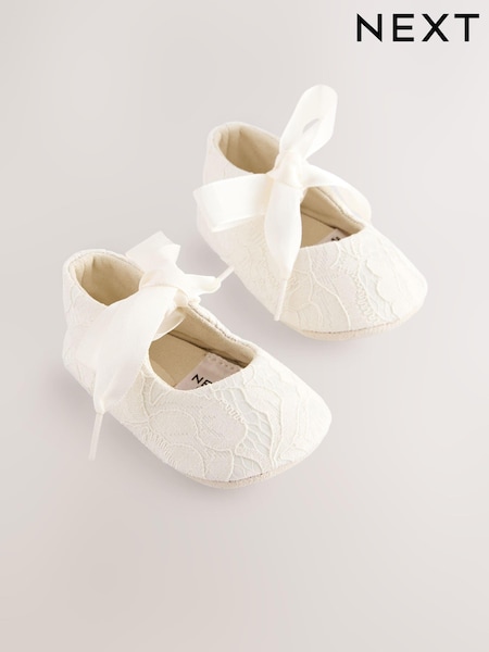 Cream Lace - Baby Tie Front Occasion Shoes (0-24mths) (E66638) | DKK110