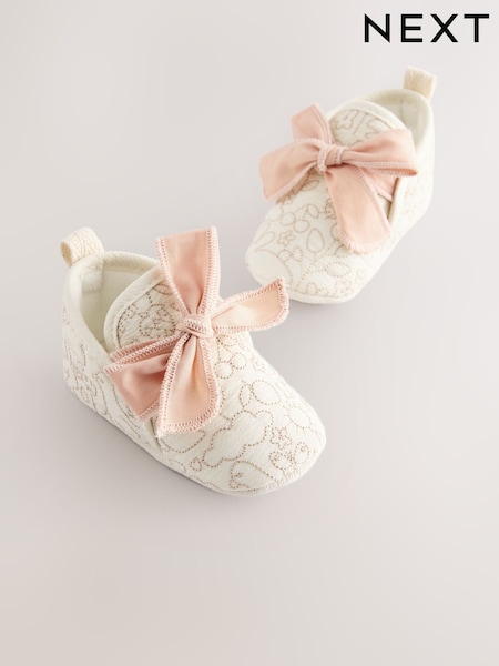 Cream Embroidery Baby Booties (0-18mths) (E66639) | 49 QAR