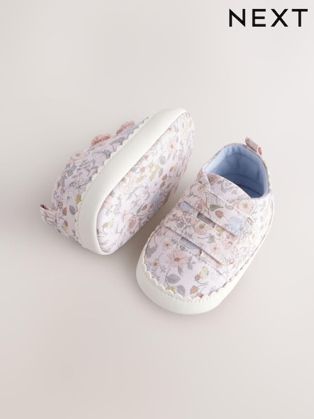 Pink Floral Touch Fasten Baby Trainers (0-24mths) (E66641) | €11