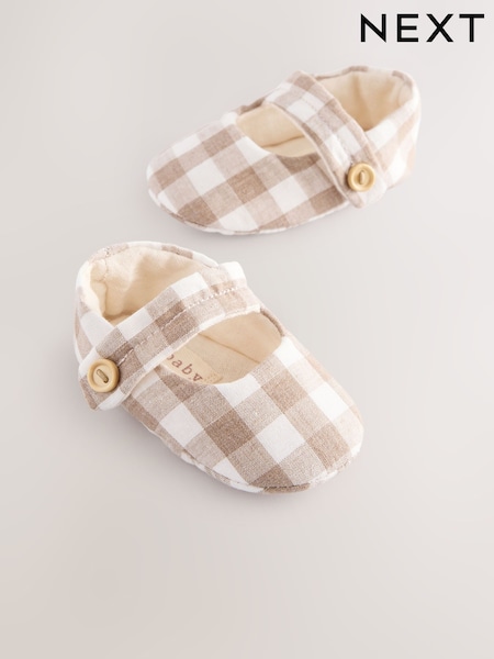 لون محايد مربعات - Baby Textile Mary Jane Shoes (0-18mths) (E66643) | ‏53 ر.س.‏