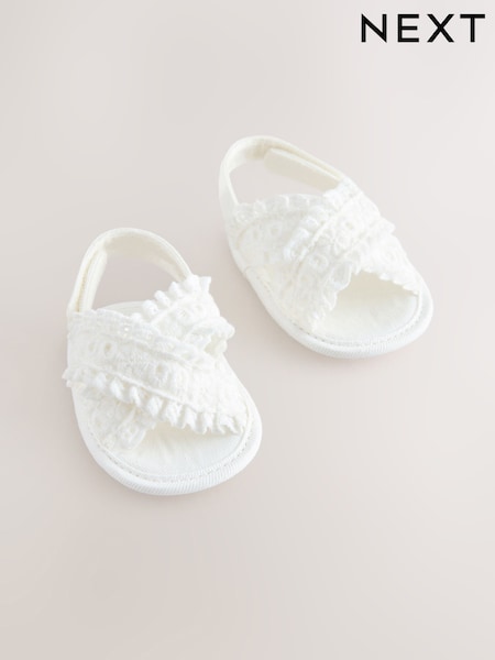 רקמה בצבע לבן - Baby Sandals (0-24mths) (E66646) | ‏46‏₪
