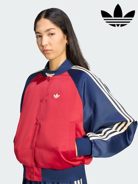 Red - Adidas Originals Satin Bomber Jacket