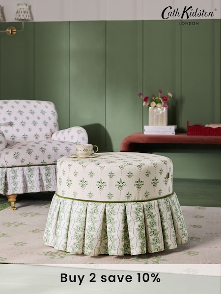 Cath Kidston Cath Crest Cream and Green Foot Stool (E66654) | €314