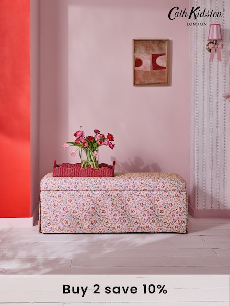 Cath Kidston Feather Ditsy Coral Pink Storage Ottoman (E66659) | €347