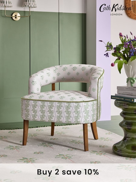 Cath Kidston Cath Crest Cream and Green Remi Accent Chair (E66661) | €314