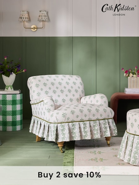 Cath Kidston Cath Crest Cream and Green Lilly Accent Chair (E66664) | €600