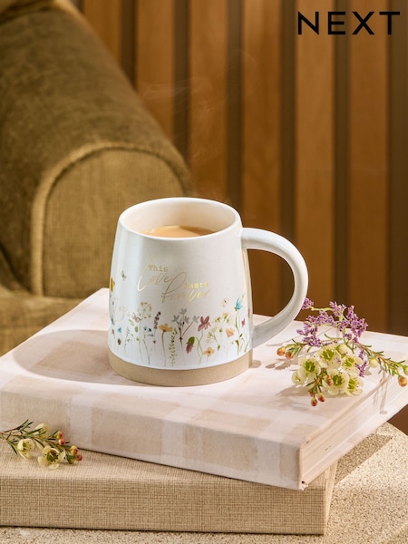 Cream Floral Mug (E66690) | $10