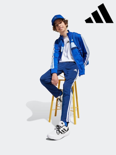 adidas Blue Seasonal Essentials Tiberio 3-Stripes Tricot Kids Tracksuit (E66808) | $53