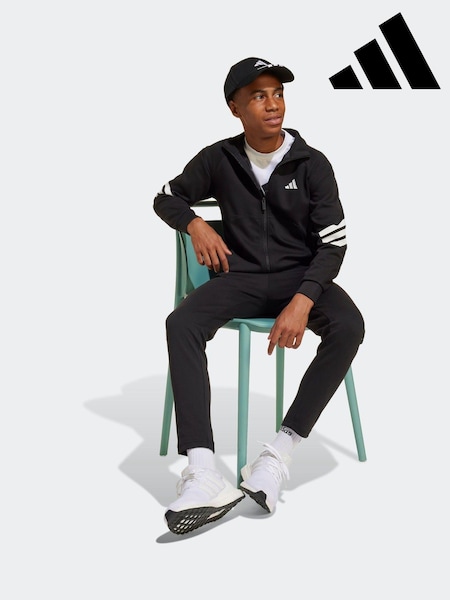 adidas Black Future Icons 3 Stripe Tracksuit (E66844) | R$ 590