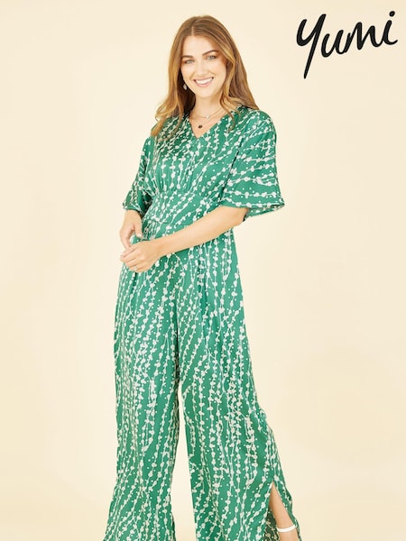 Yumi Green Kimono Sleeve Jumpsuit (E66875) | €27