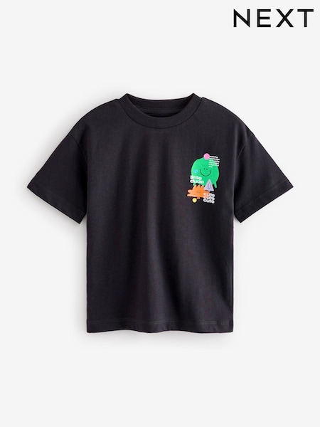 črna - Back Print 100% Cotton Short Sleeve T-Shirt (3mths-7yrs) (E66892) | € 6 - € 7
