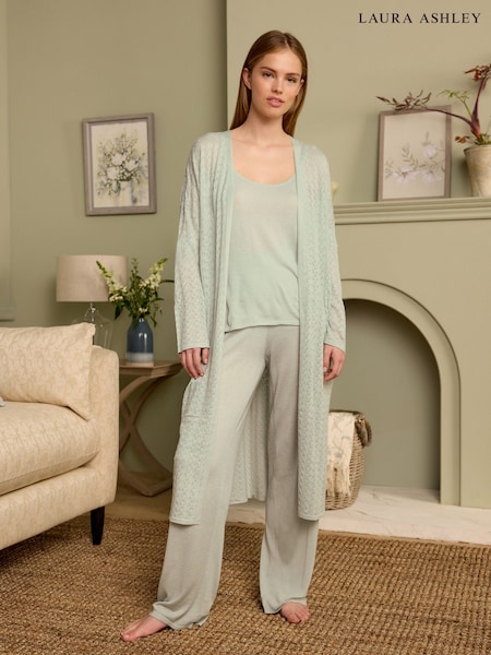 Laura Ashley Sage Silk Pointelle Long Line Cardigan (E66929) | 2,884 UAH