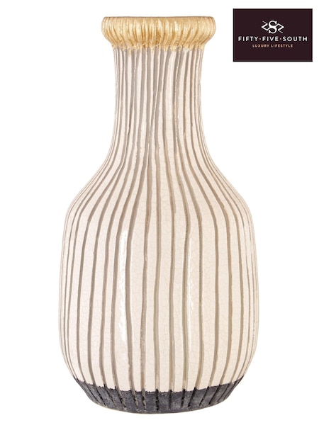 Fifty Five South White Large Vero Earthenware Vase (E66936) | CA$160