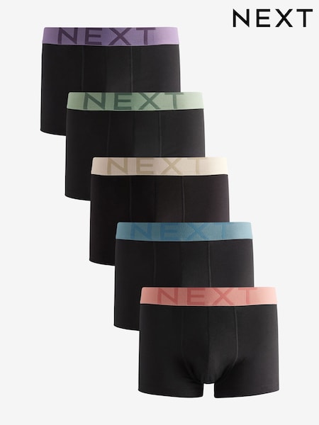 Black Blue/Neutral/Purple Big Text Waistband Trunks Boxers 5 Pack (E67009) | AZN 60