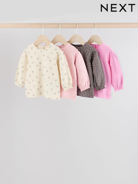 Estampado de corazones rosa/gris - Printed Baby Tops 4 Pack (E67019) | 26 € - 29 €